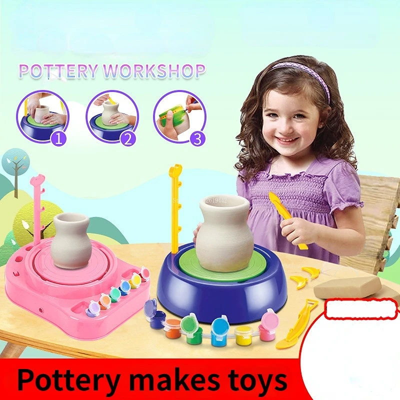 

Children's Learning Entertainment Pottery Workshop Pull Billet Clay Machine DIY Making Pottery Tools Electric Clay Painting Toys