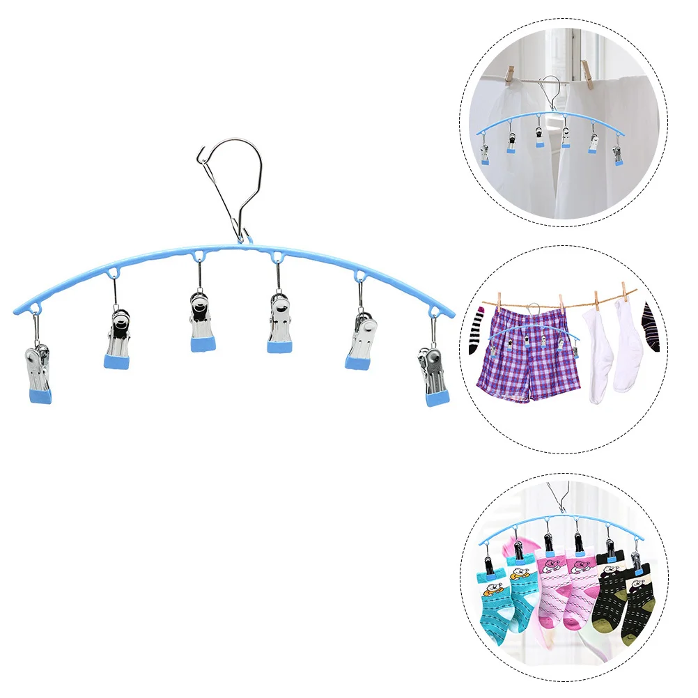 

1pc Drying Rack Socks Hanger Arc Stainless Steel Multi-Purpose Underwear Clips Rack Windproof Space-Saving Laundry Organizer