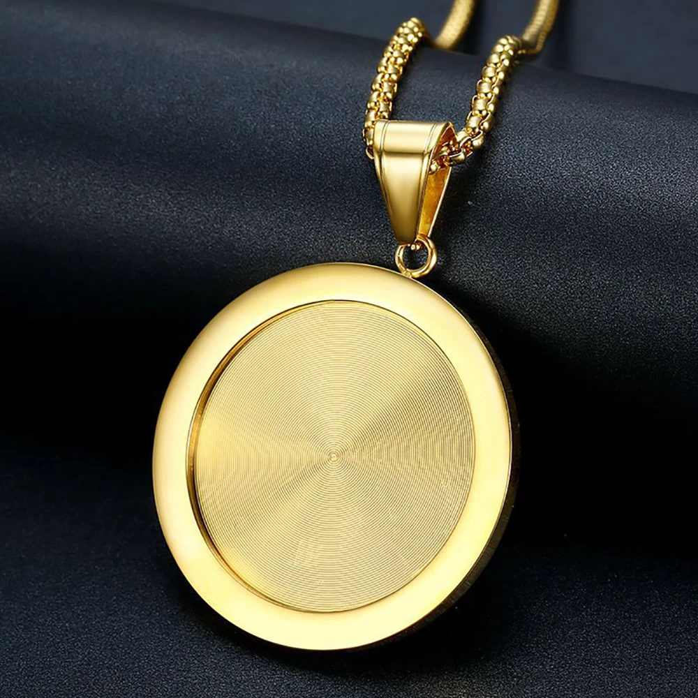 Hip Hop Iced Out Big Angel Pendant Male Gold Color Stainless Steel Round Necklace for Men Punk Fashion Jewelry Birthday Gift view 5
