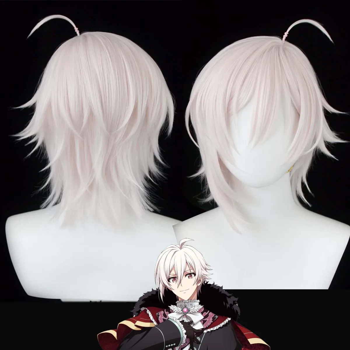 

Anime IDOLiSH7 Cosplay Kujo Tenn Short Light Pink Heat Resistant Synthetic Hair Wig