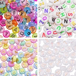 Julie Wang 100PCS 10mm Acrylic Letters Beads Random Color Round Alphabet Spacer Bead Bracelet Jewelry Making Accessory