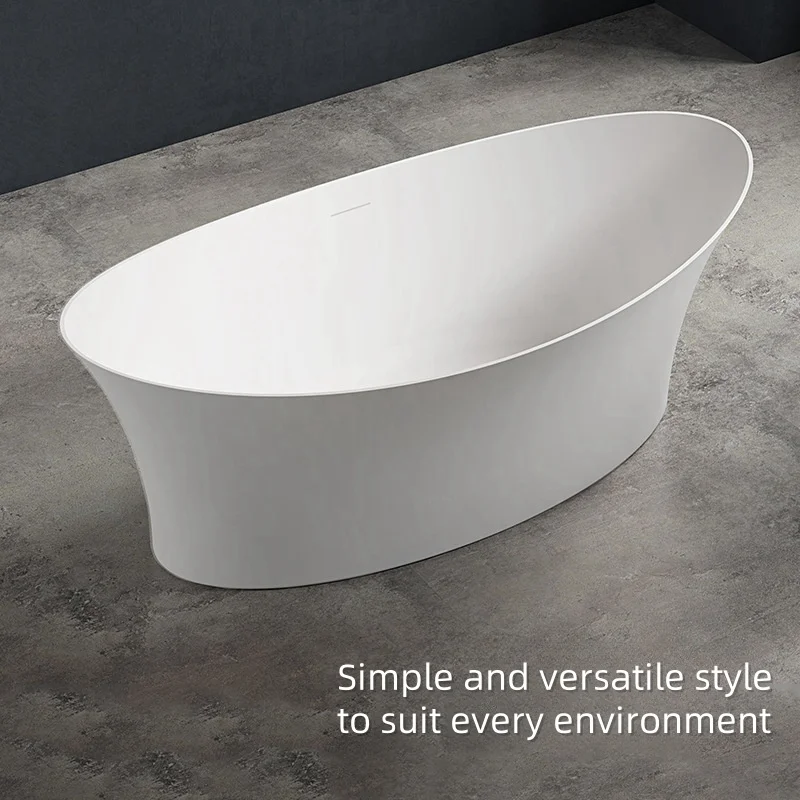 Freestanding Bathtub, Acrylic Soaking Tub, Modern White Oval Hot Tub, 1500mm/59inch 1700mm/67inch, for Hotel Villas Apartments