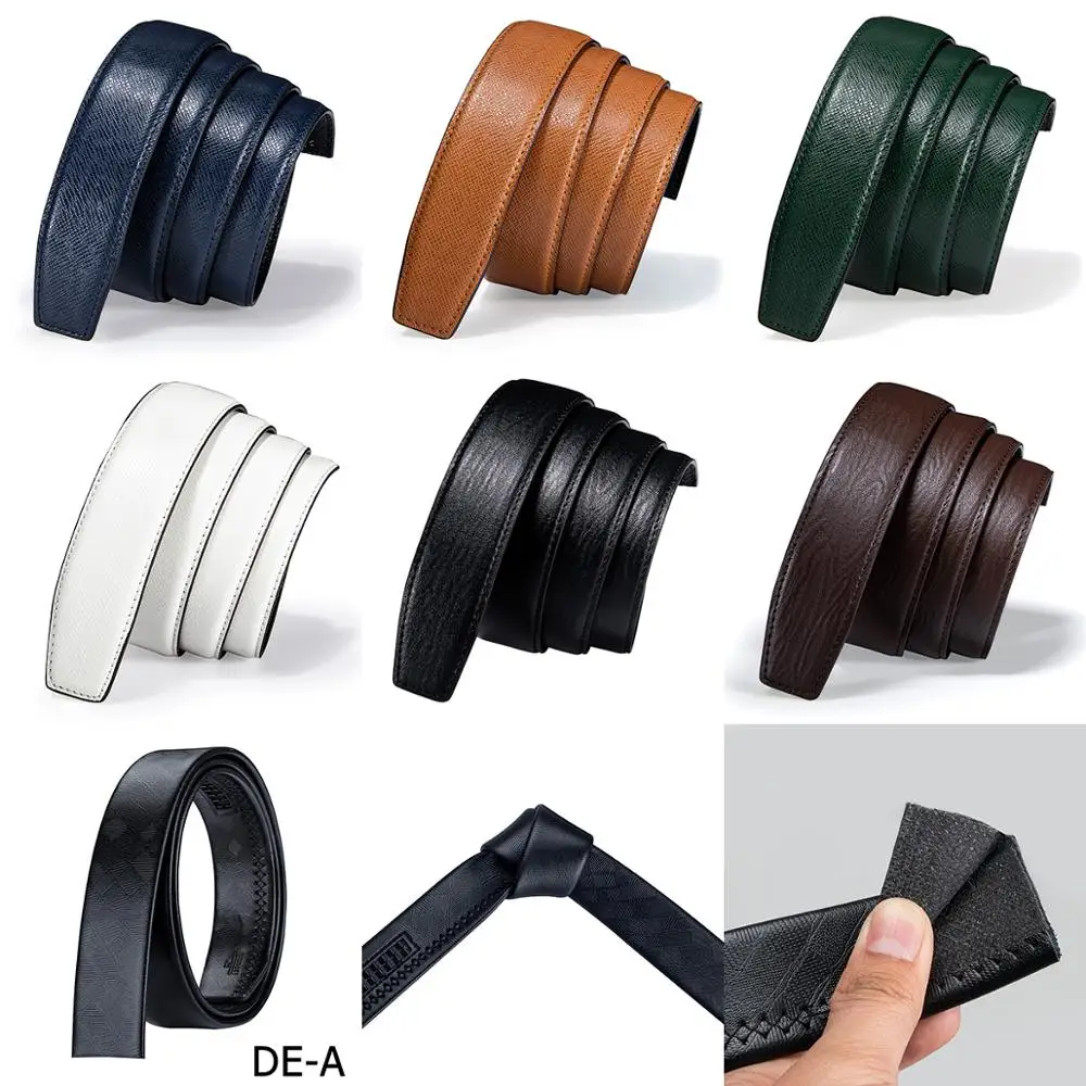 New Blue Color Cowskin Genuine Leather Automatic Buckle Belts for Men Casual Cowboy Belt without buckle Replacement belts