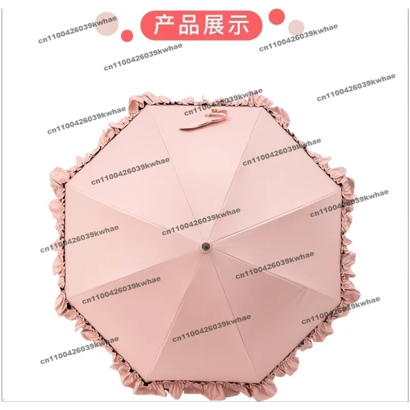 For Bamboo Bent Handle Parasol for Lace Princess Umbrella, Sun Protection and UV Protection Manual Straight Rod