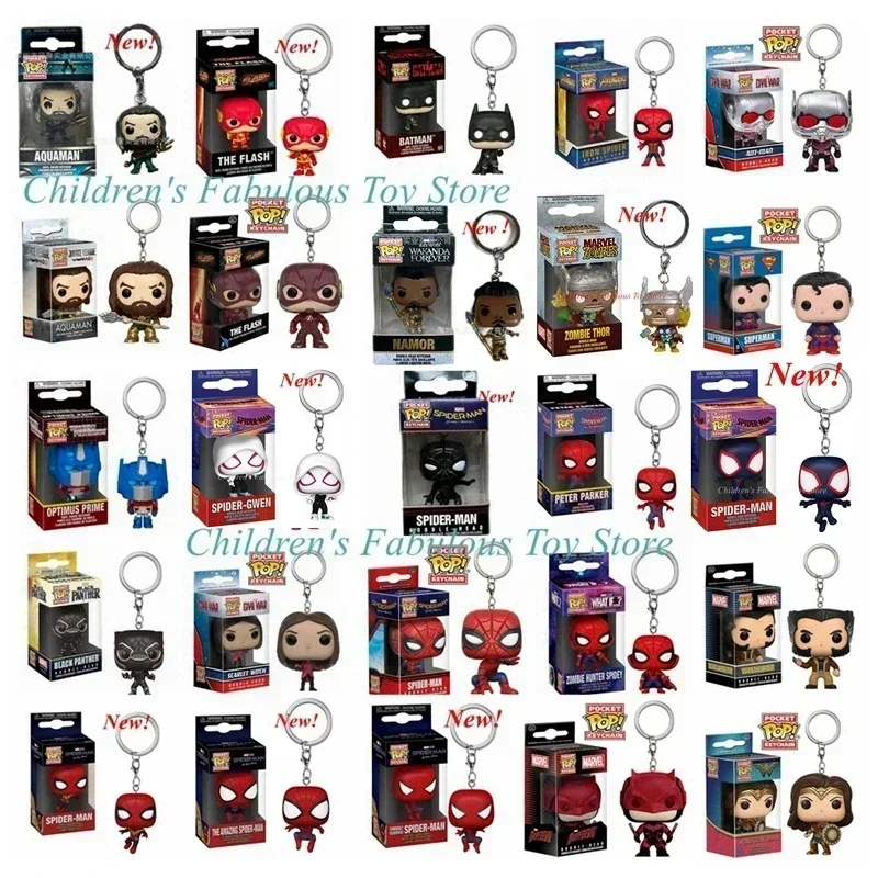 FUNKO POCKET Batman Aquaman Flash spiderman deadpool llavero Liga de la Justicia Gwen figura de acción llavero juguete de modelos coleccionables