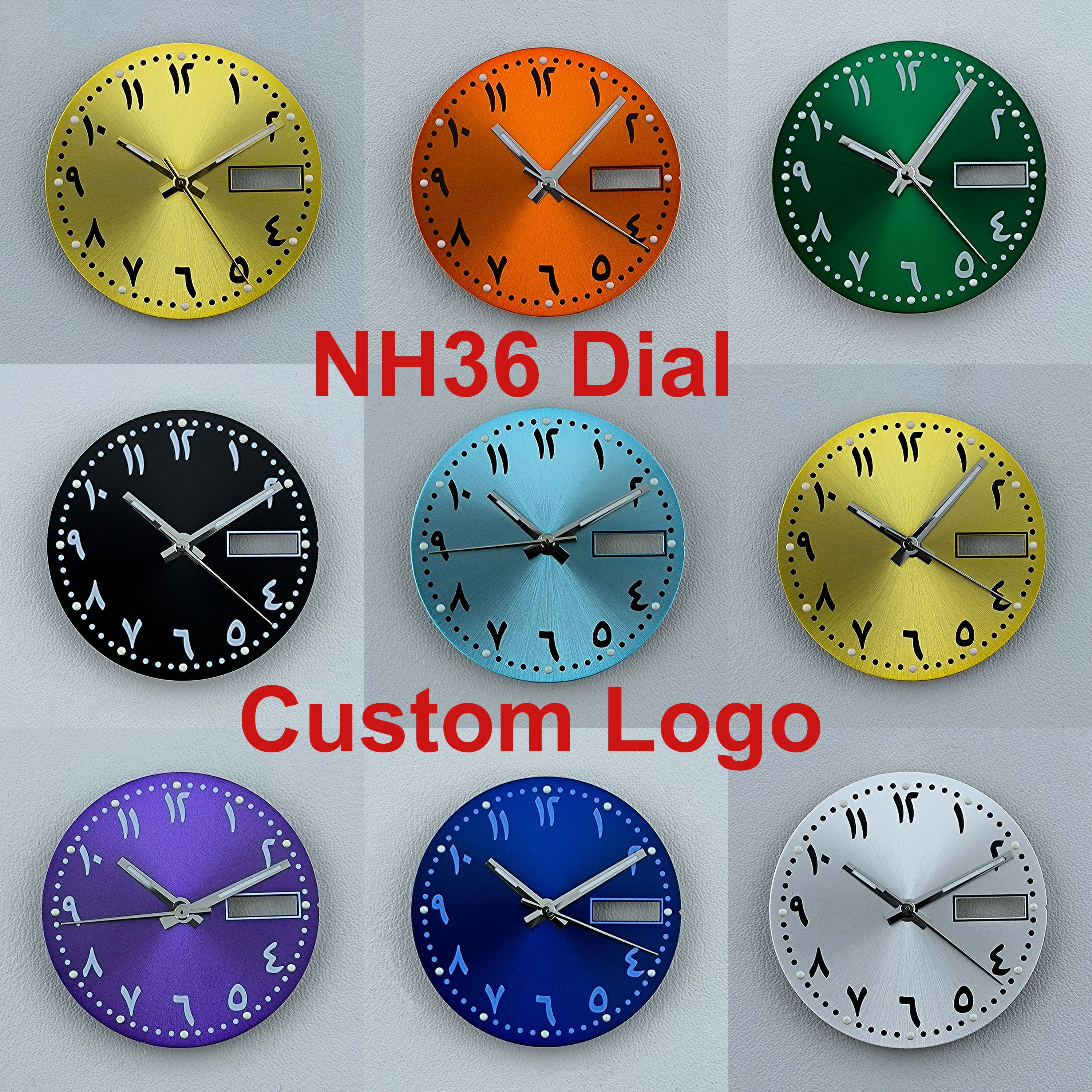 Watch Dial N H36 Dial Watch dial Arabic Numeral Dial Custom logo Dial Green Luminous dial Fit N H36 movement watch accessories