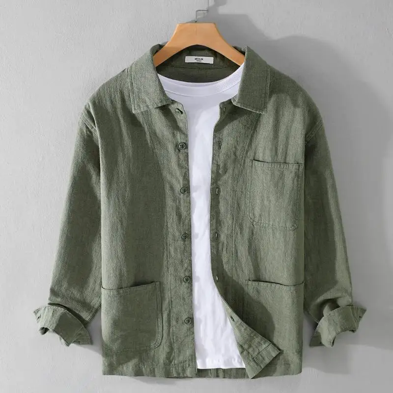 

Chinese Sle Collar irt Jaet Men's New Year Cotton Long Sve Loose Fit Thiened Spring Autumn Pure Color Menswear