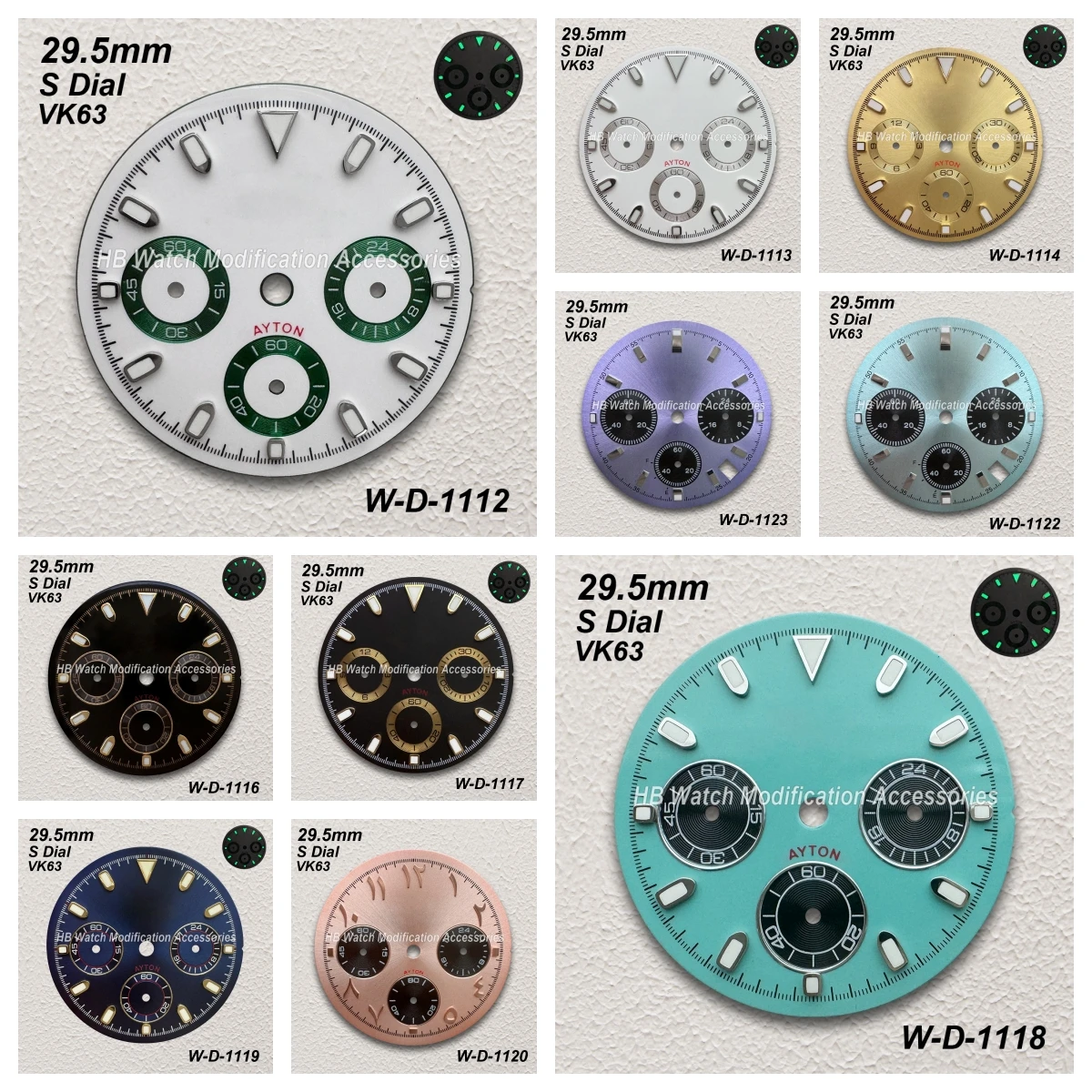 29.5mm Panda DTN S Dial for VK63 Quartz Movement Green Luminous High-Quality Dial Watch Modification Accessories