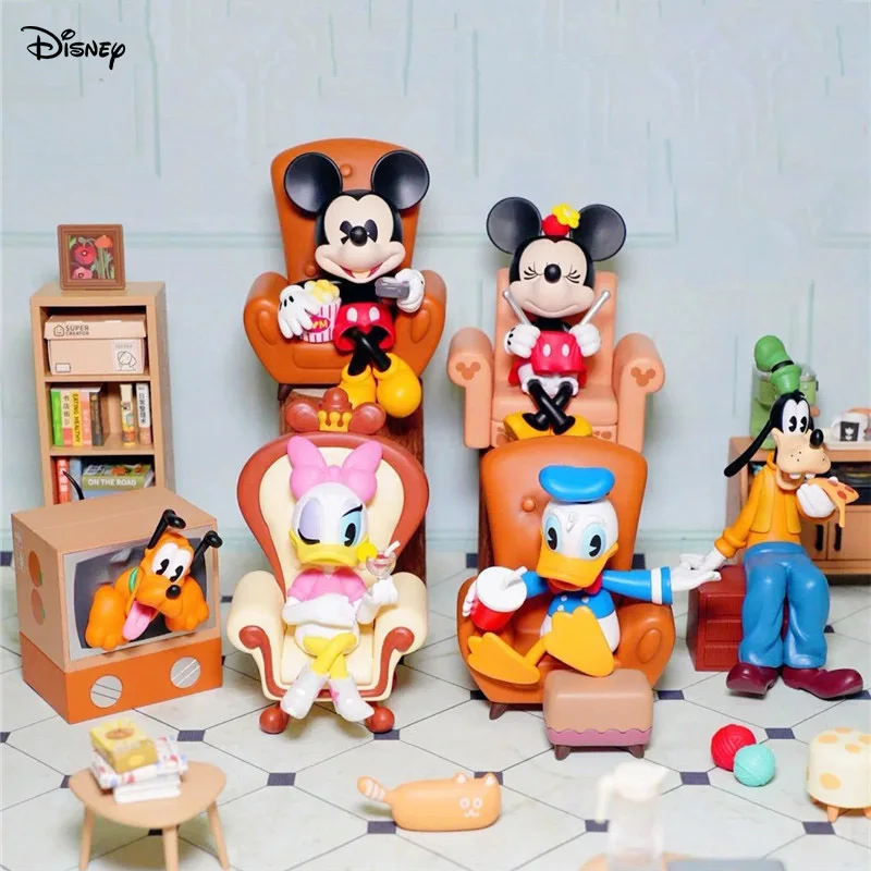 

Disney Genuine Mickey And Friends Gathering Time Series Cute Action Figure Desktop Decoration Car Toy Ornaments Holiday Gifts