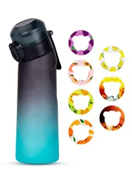 1pc 650ml Flavored Water Bottle with Random 1 Flavour Pods Air Water Bottle Frosted Black Air Camping Sport Fitness Cup