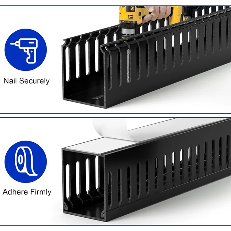 PVC Industrial Flame-retardant Wiring Duct black cable Management Tray Desk Wire Organizer Under Table Open Slot Storage Rack
