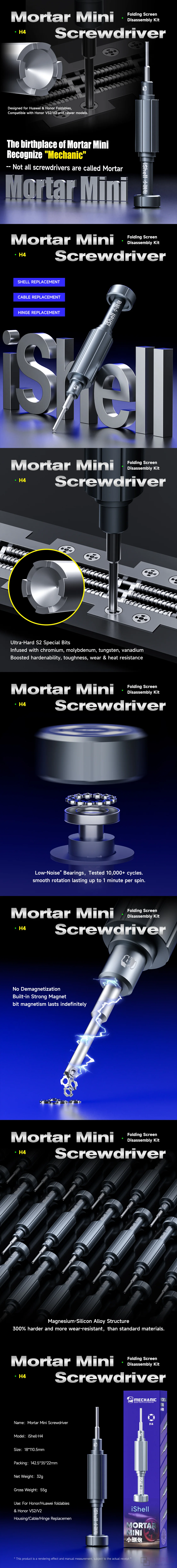 Mechanic 6-in-1 IShell Max Mortar Mini-Schraubendreher-Set Leistungsstarker Magnetischer Präzisions-Schraubendreher aus Magnesium-Silizium-Legierung – Detail 6
