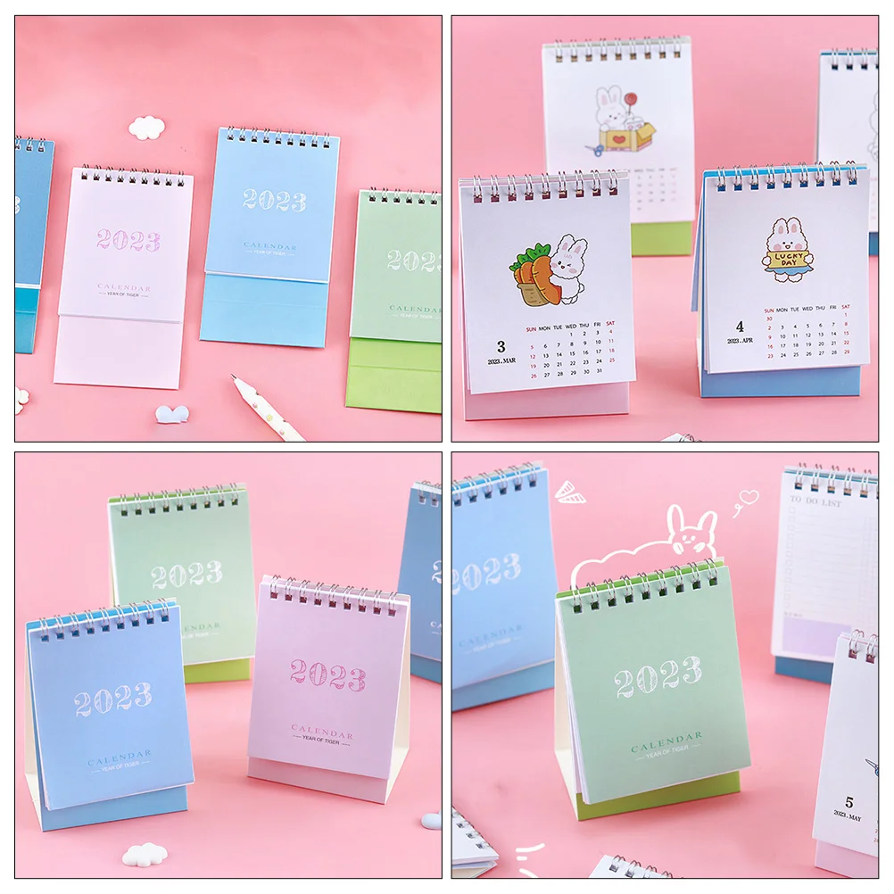 Mini calendario da tavolo 2023 Pratico organizzatore di carta per ufficio, casa, scuola, supporto triangolare decorativo, piccola scrivania