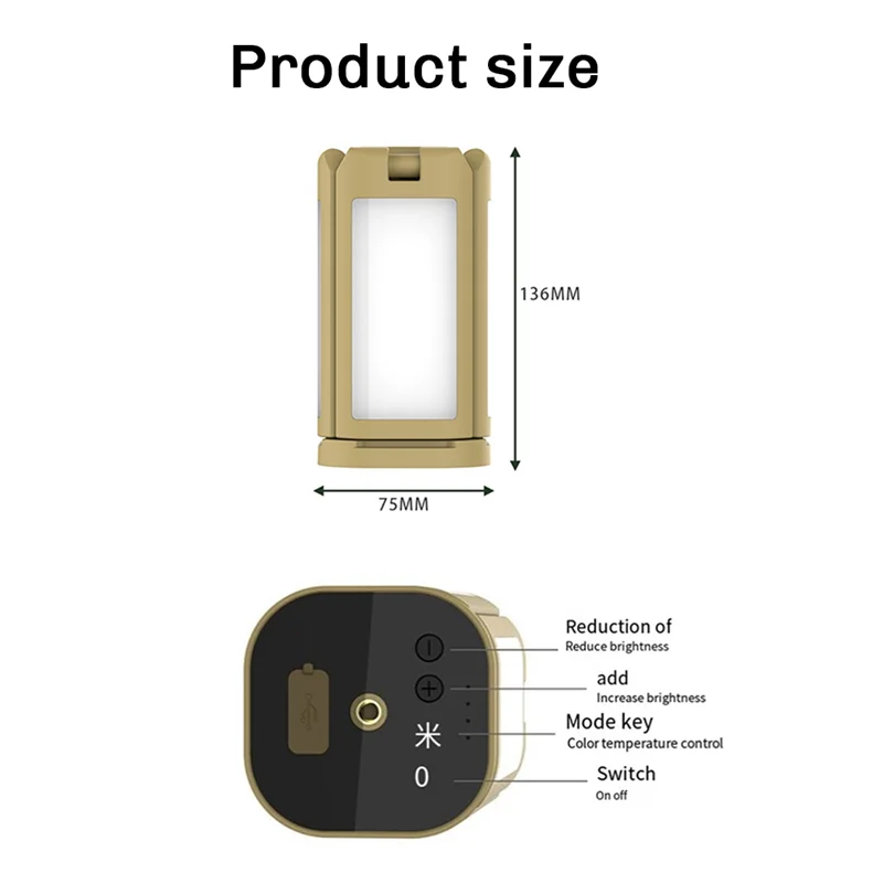 B06C-فانوس تخييم قابل للطي قابل لإعادة الشحن، مصباح LED بقدرة 14000 مللي أمبير في الساعة للخيمة الخارجية، مقاوم للماء IPX5، أضواء تخييم 6000LM