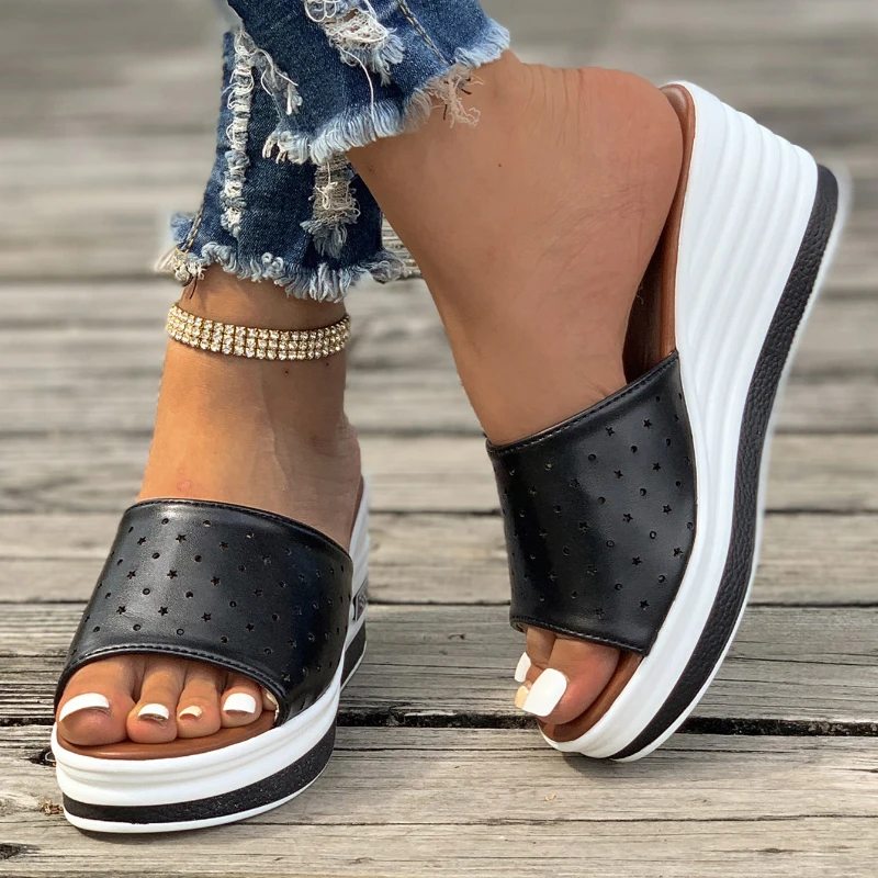 Wedge Slippers Women Summer Casual Heeled Sandals Ladies Comfort Platform Open Toe Beach Slipper Slides Footwear Chanclas Mujer