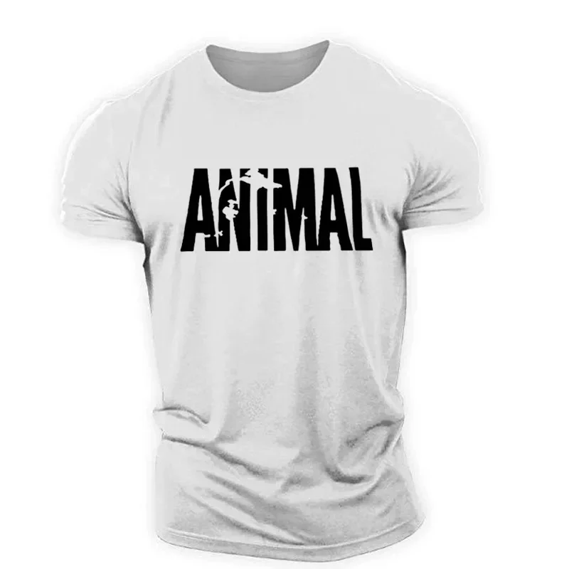 Fashion Animal Letter Printed T-shirt Summer Casual Crew Neck Tops Daily Basic Short Sleeve Quick Drying Gym Fitness Sports Tees