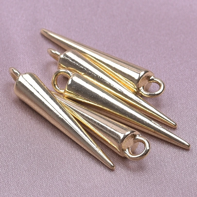 20pcs Gothic Punk Long Pointed Cone Charms For Earrings Making Supplies Metal Silver/Gold Color Personality DIY Accessories Bulk