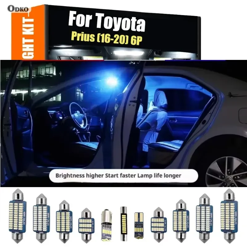 For Toyota Prius 2016-2020 6Pcs Car LED Interior Bulb Kit Map Dome Reading Trunk Light Kit Car Lights Signal Lamp