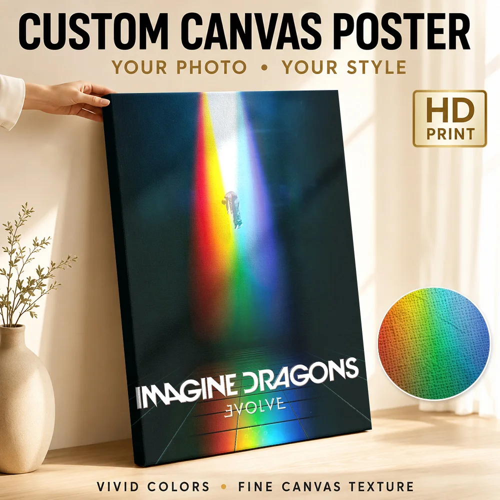 Imagine Dragons Evolve Framed Canvas Poster Customized Photo Expressive Illustration Wall Art For Record Shop Listening Area
