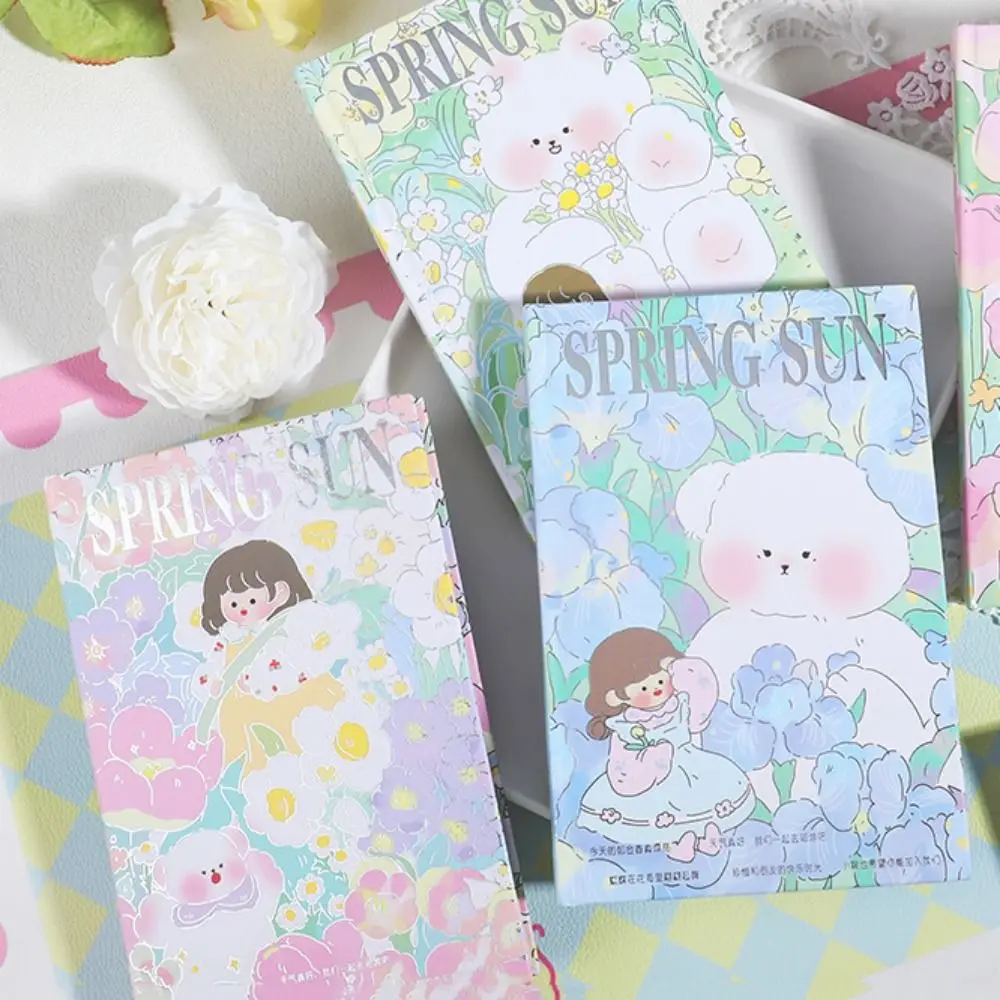 Cartoon Panda Diary Notebook Thickened Illustration Hardcover Panda Art Notepad Flower Pattern Full Color Page Student Handbooks