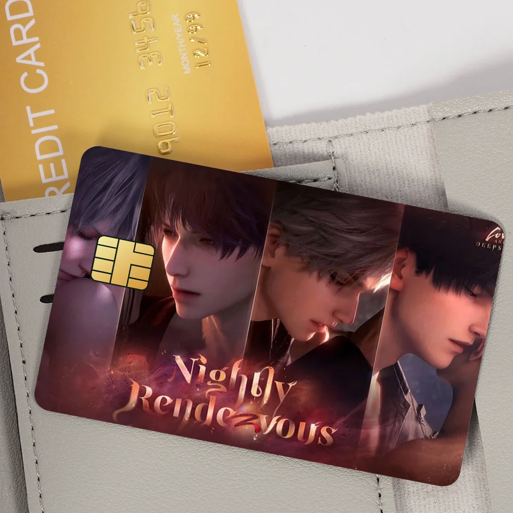 Game LOVE AND D-DEEPSPACE love Bank Credit Cards Bus Pass Stickers Cool Decoration Waterproof 4PCS Card