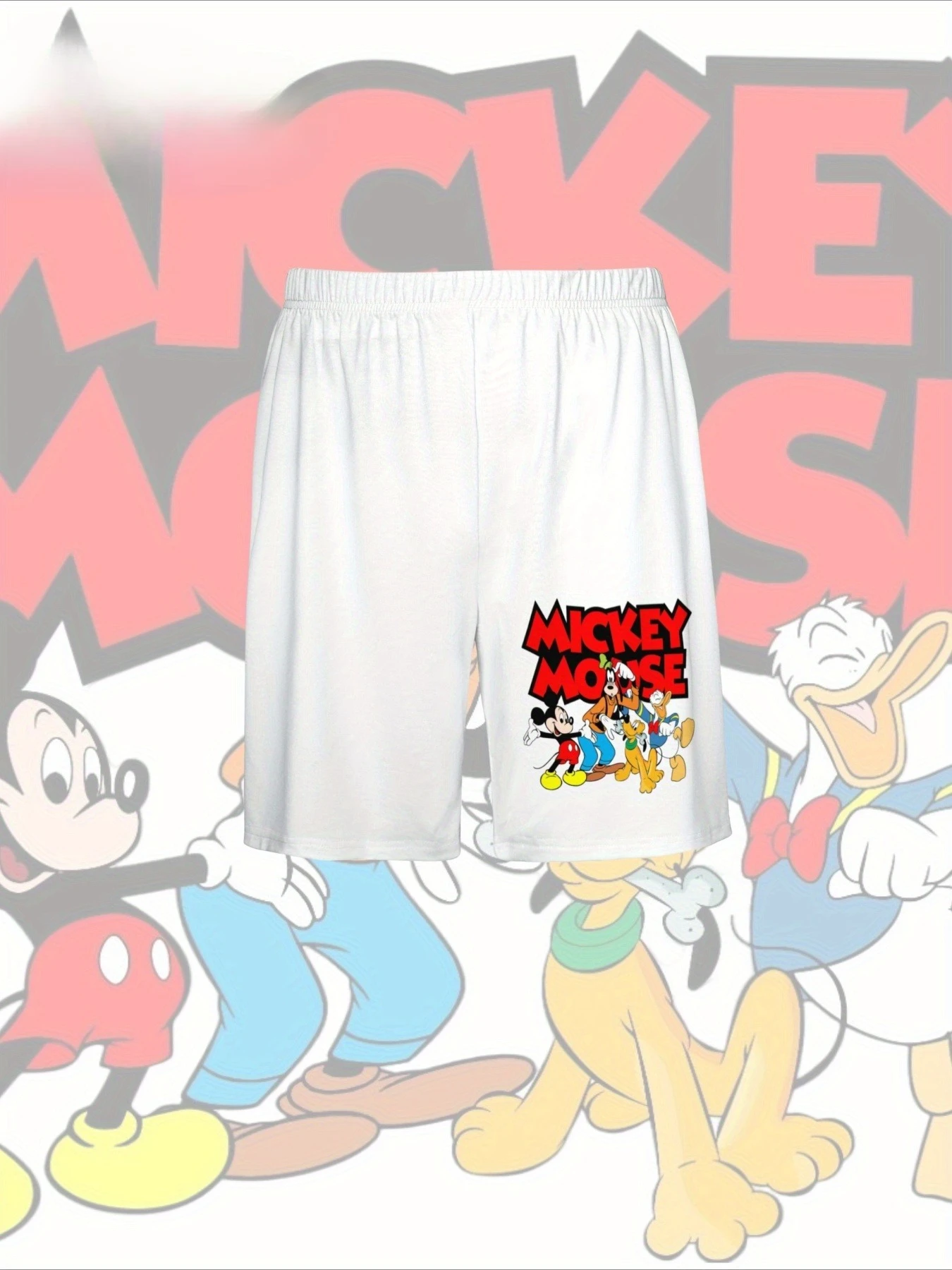شورت صيفي مريح وغير رسمي للرجال من ميكي ماوس لعام 2025 مع شخصية مفعمة بالحيوية ومناسب للأنشطة الخارجية العائلية