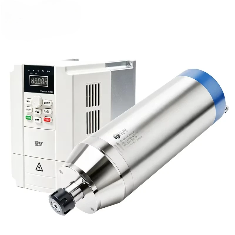 CNC Engraving Milling Spindle HYCNC 5.5kW D125mm ER25 Water Cooled 24000rpm 400Hz 380V Kit With BEST Brand Frequency Inverter