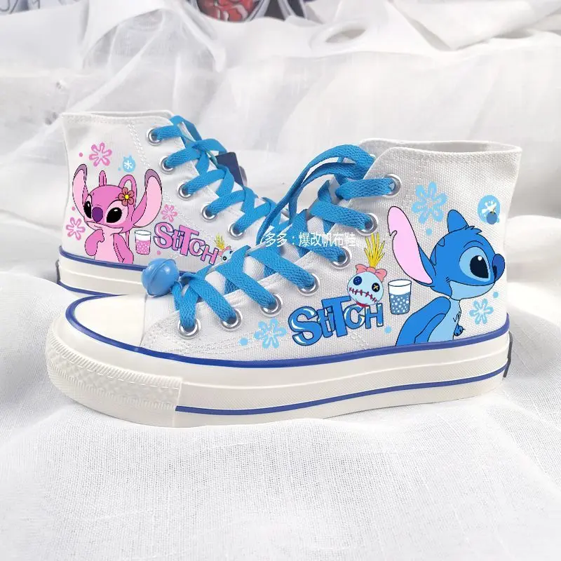 Disney Lilo & Stitch Sport Shoes Tennis Shoes White Shoes Couple Casual Sneakers High-top Basket Shoes Running Shoes Size 35-44