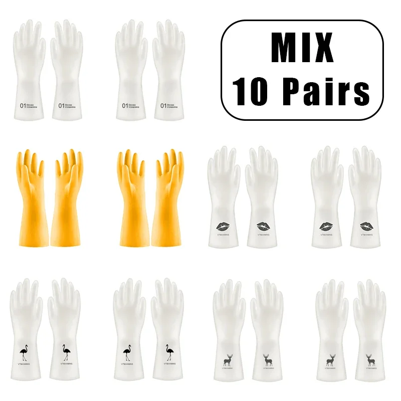 

10 Pairs Of Pvc Cleaning Gloves Waterproof Wear resistant Non slip Latex Material Housework Laundry Washing Dishes Kitchen|