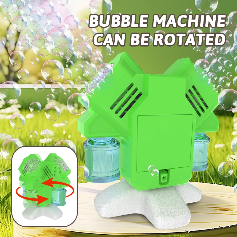 Children's Bubble Toy Double Head Rotating Light Bubble Machine Toy Parent Child Outdoor Game Without Battery Bubble Water
