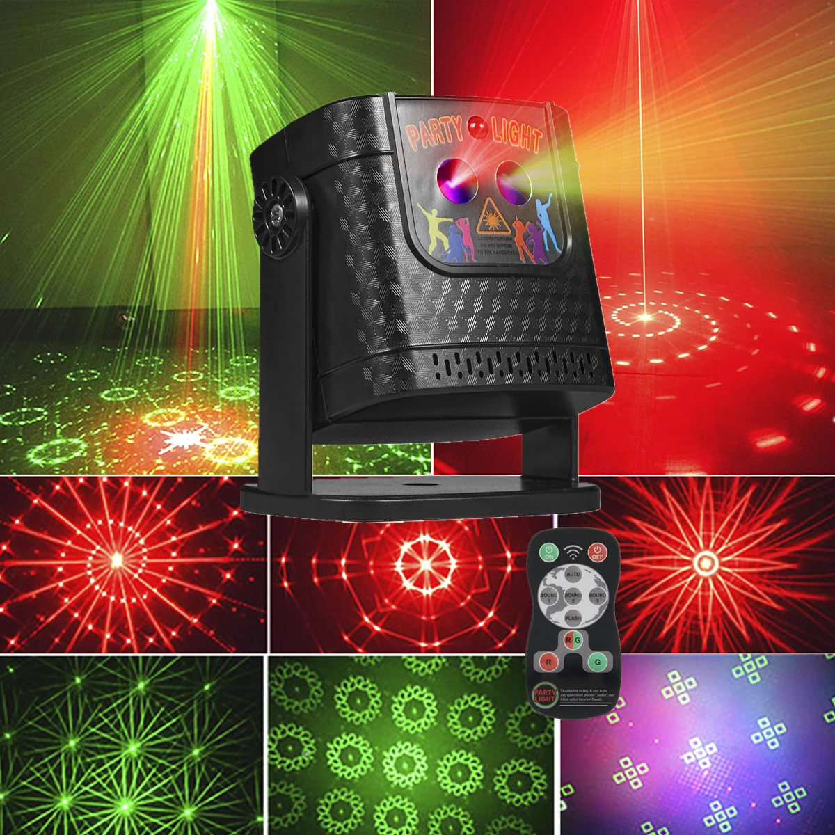 Party Light, DJ Disco Lights R&G Strobe Laser Projector Portable Family Bar Dance Bedroom Birthday Xmas Decoration Lamp H7R10