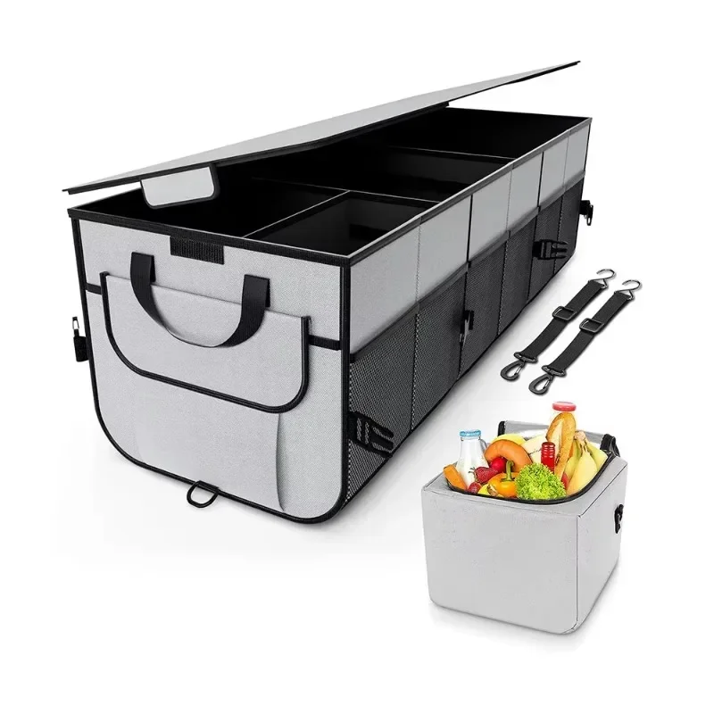 Foldable Vehicle Storage Bag Car Trunk Storage Bag with Compression and Non-Slip Bottom Car Storage Organizer