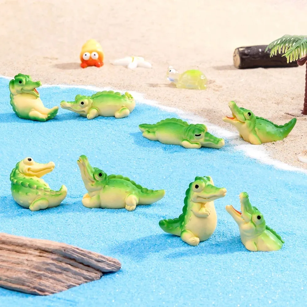 Mini Crocodile Figurine Cute Resin Crafts Animal Model Realistic Micro Landscape Decoration Home Garden Decorations