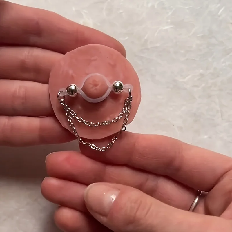 1 Pair Adjustable Fake Nipple Rings - No-Pierce Acrylic Nipple Rings with Sparkling Accents | Perfect for Parties