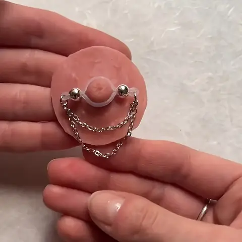 1 Pair Adjustable Fake Nipple Rings - No-Pierce Acrylic Nipple Rings with Sparkling Accents | Perfect for Parties