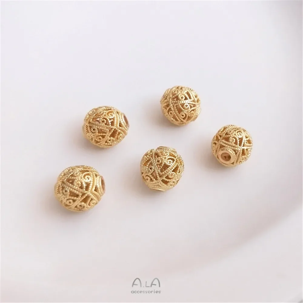 

Vietnam strong color preserving sand gold wool ball large hole septum beads DIY hand woven rope chain transfer beads accessories