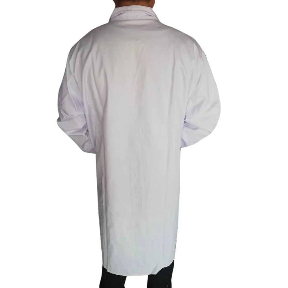 Unisex Outwear Blouse Long Sleeve White Lab Coat Notched Lapel Collar Button Down Medical Nurse Doctor Uniform Straight Blouse