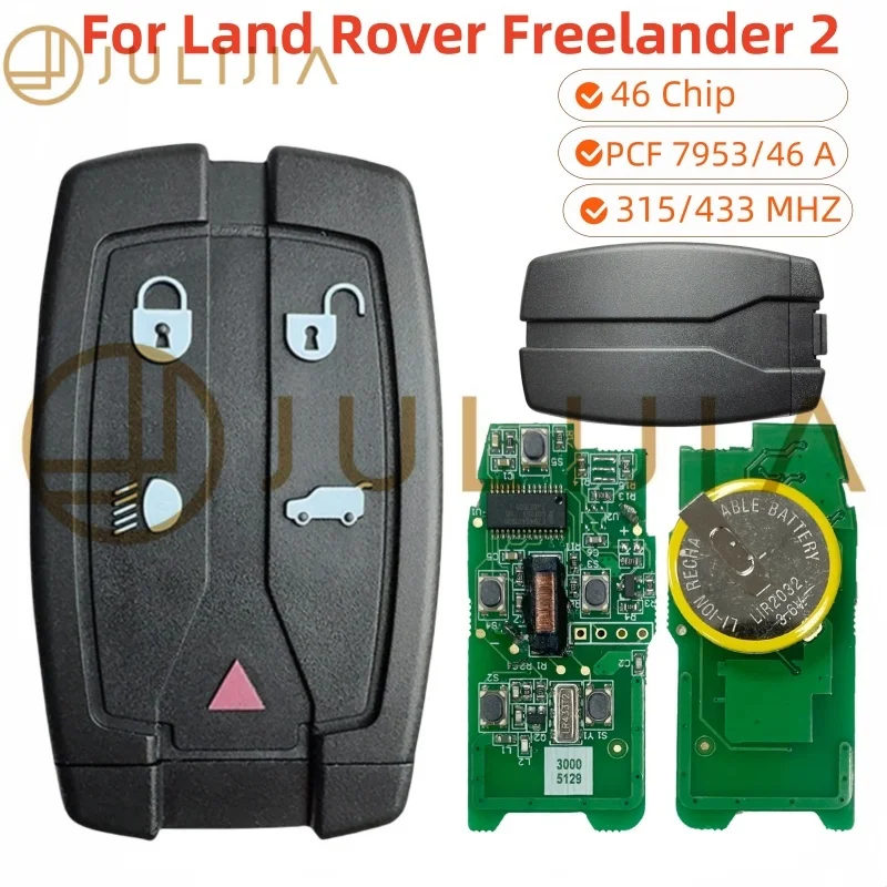 

JULIJIA для Land Rover Freelander 2 Discovery Control Smart ID46 чип автомобильный ключ 5 кнопок 315 МГц 434 МГц PCF7945 7953 автомобильный ключ