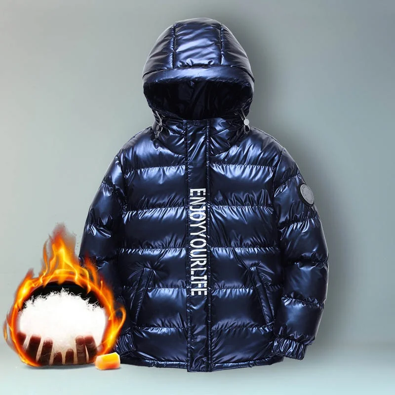 

Детская королевская синяя зимняя теплая ветрозащитная непромокаемая верхняя одежда с подкладкой, детское хлопковое пальто для подростков, детская уличная одежда