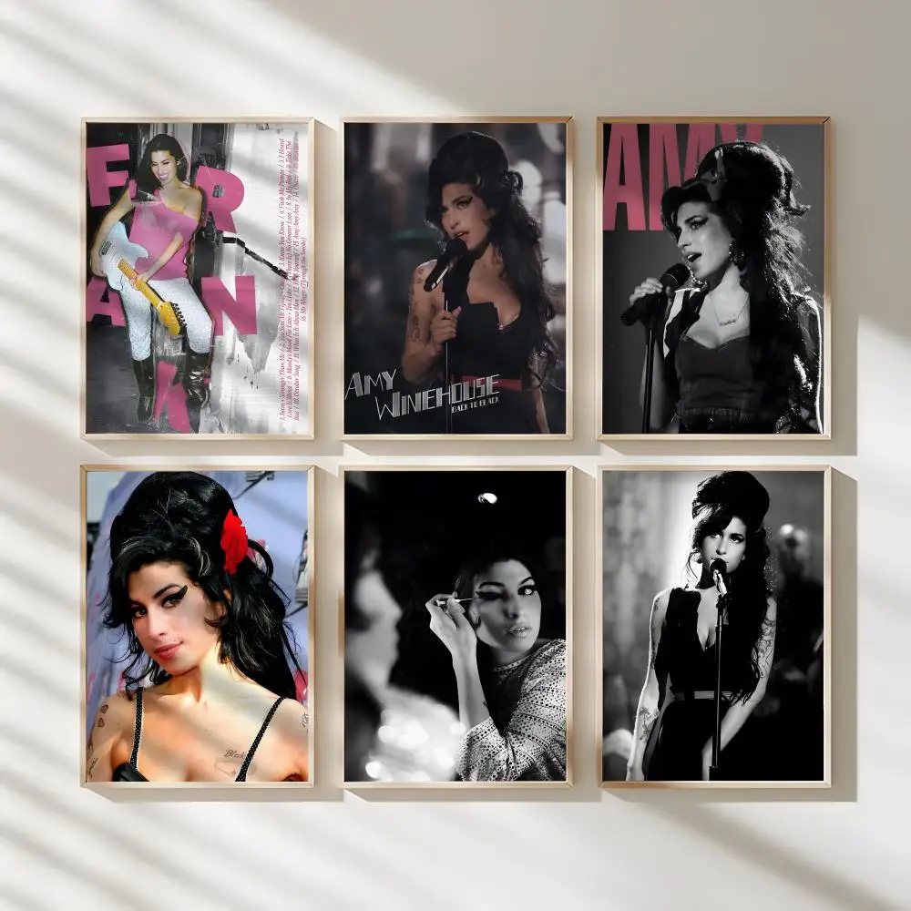 Singer A-Amy Winehouse Painting Calligraphy Waterproof Canvas Art Wrinkle Free Wall Hanging For Home Living Room Bedroom Decor