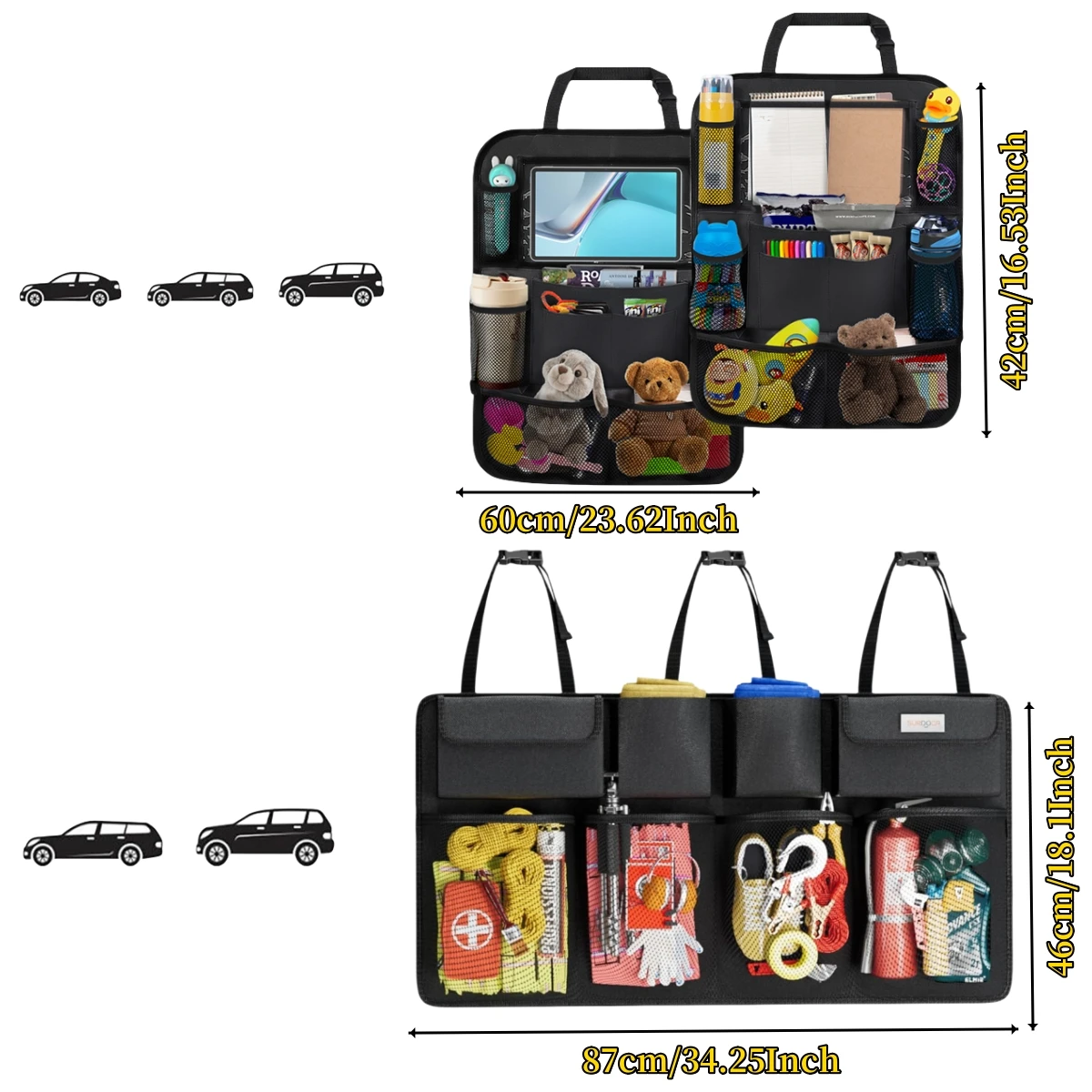 Car Organizer Backseat Hanging Organizer Kit With Large Storage Bag Super Capacity Trunk Organizer For SUV Truck Van Save Space image 2