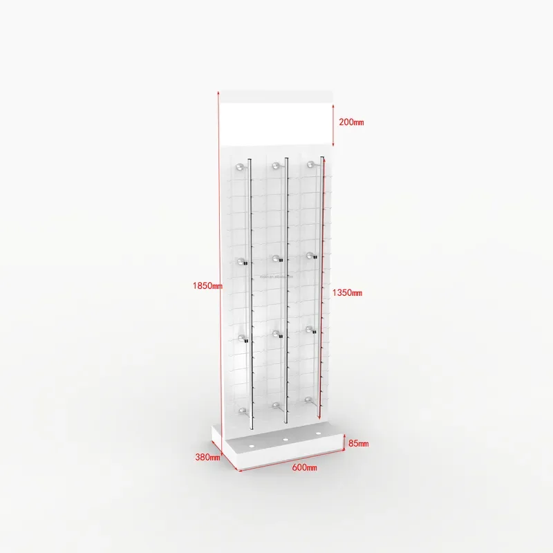 Red Aluminum MDF Floor Stand for Glasses Sunglasses Portable Optical Store Display Rack Elegant Design High Quality Showcase