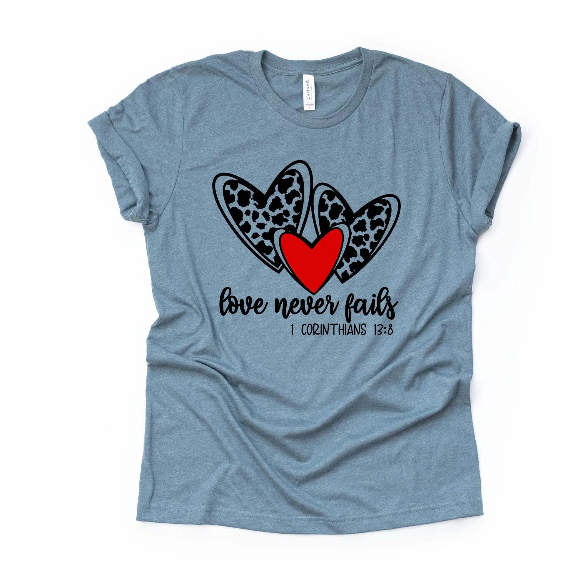 

Valentine T Shirt Christian Love Never Fails 1 Corinthians Design On Premium Cotton Unisex Plus Sizes 2X 3X 4X