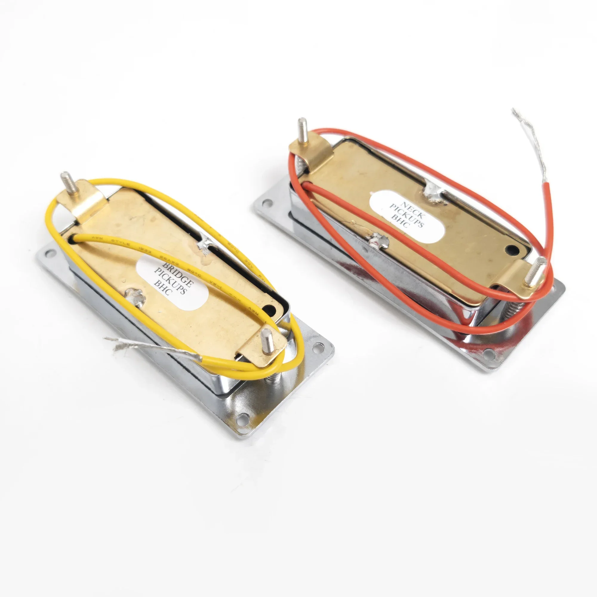 Discount Hot Sale-Mini Humbucker Pickup 68x29mm with Brass Cover 2-Conductor Cable Coil Splitting 9K Ohm with Frame
