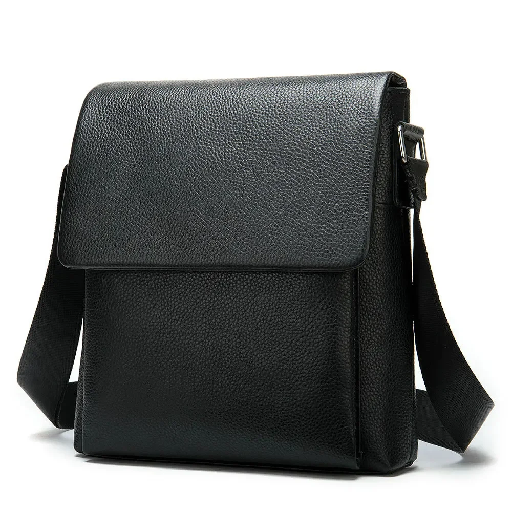 Bolsa de ombro do couro genuíno para homens, bolsa crossbody casual