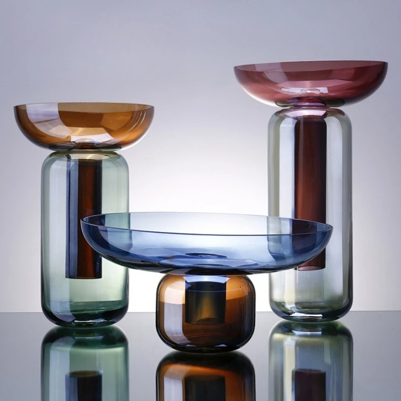 

Creative Gradient Colored Detachable Glass Vase Hydroponic Flower Pots Desk Decoration Flower Decorative Floral Arrangement