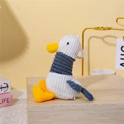 Cute Plush Duck Keychain Cartoon Stuffed Toy Stripe Animal Doll Keyring for Women Men Bag Charm Car Pendant Accessories Gift