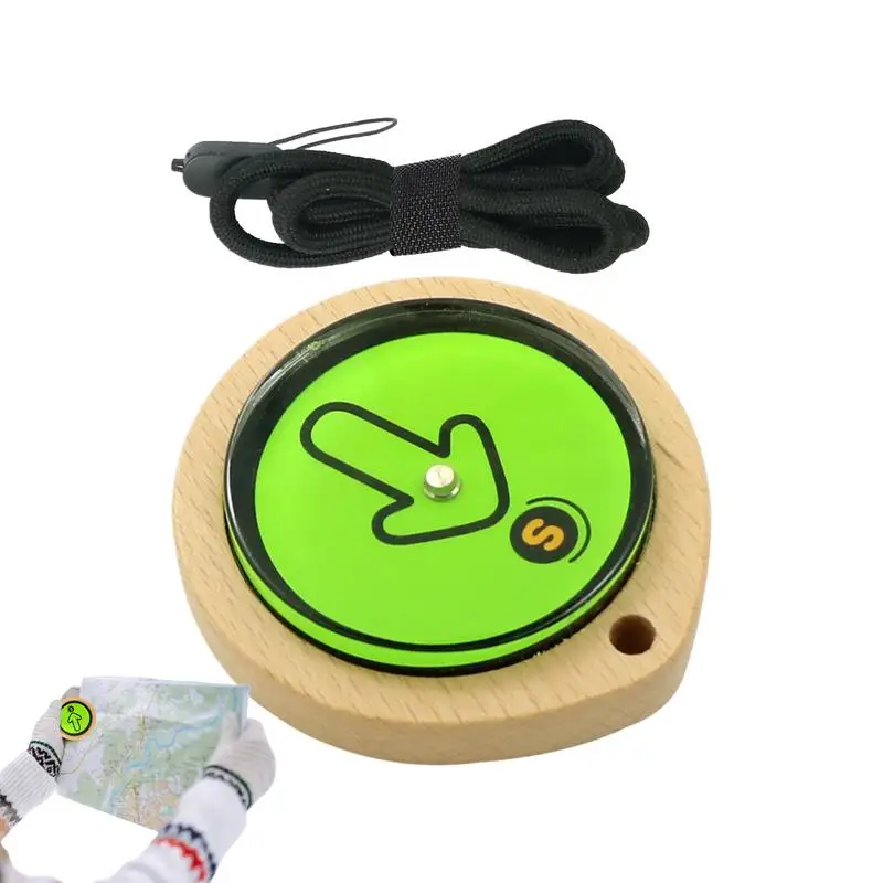 Small Compass Wooden Student Compass Lightweight Navigation Teaching Aids Outdoor Multifunctional Camping Compass Experimental