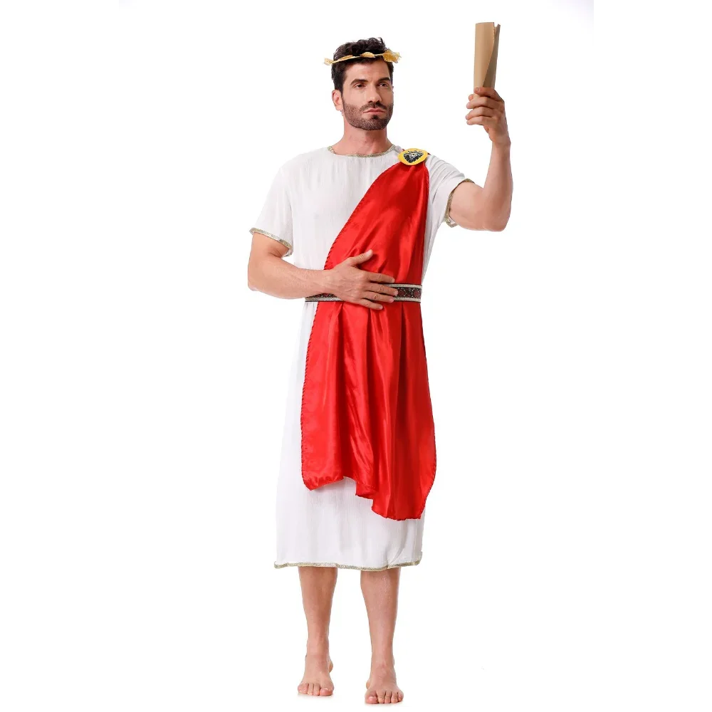 Ancient Rome King Cosplay Parent-Child Robe Ancient Greek Goddess Dress Adult Men Women & Kids 4-Piece Halloween Party Dress Up