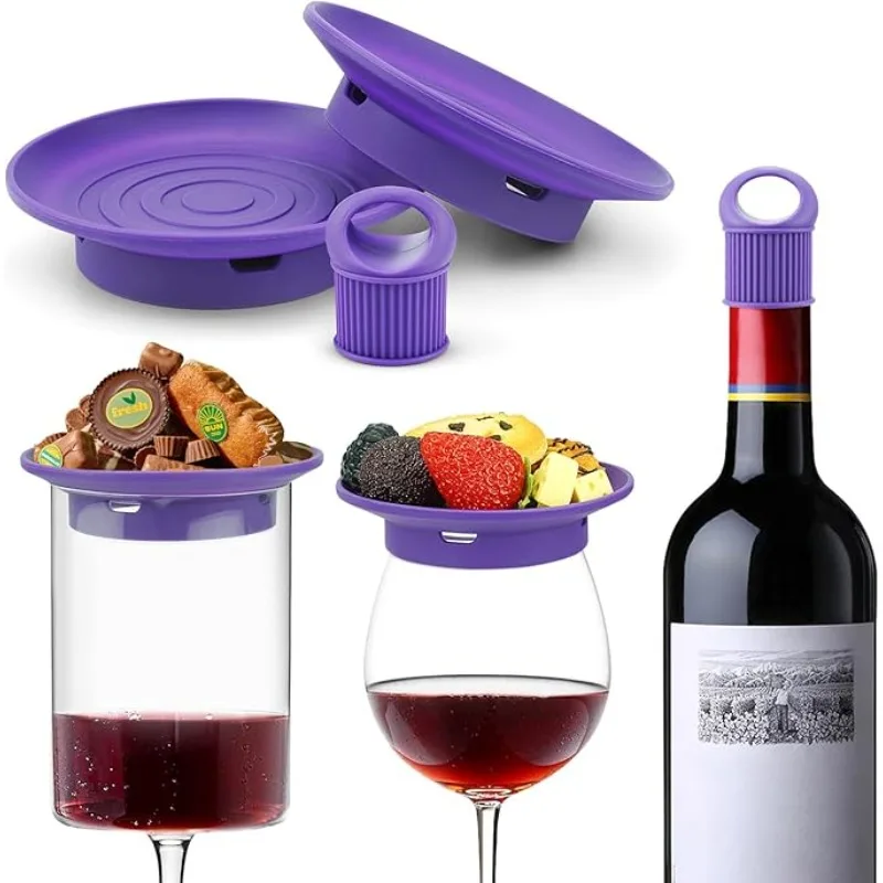 Wine Glass Charcuterie Set Silicone Wine Toppers with Stoppers Mini Charcuterie Boards for Wine Glass Tableware Accessories